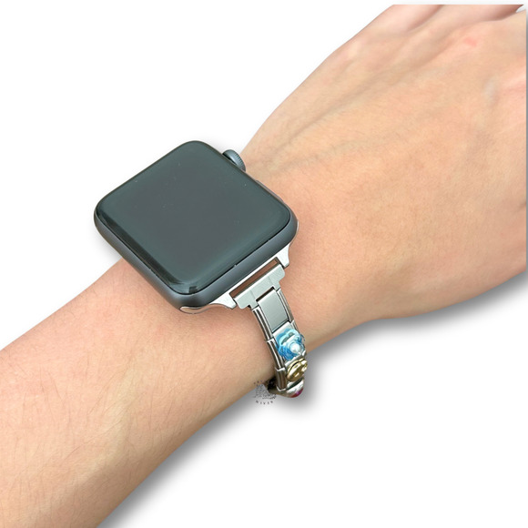 Italian Charm Bracelet Compatible with Smart Watch Band Vintage Style Silver - Picture 4 of 4